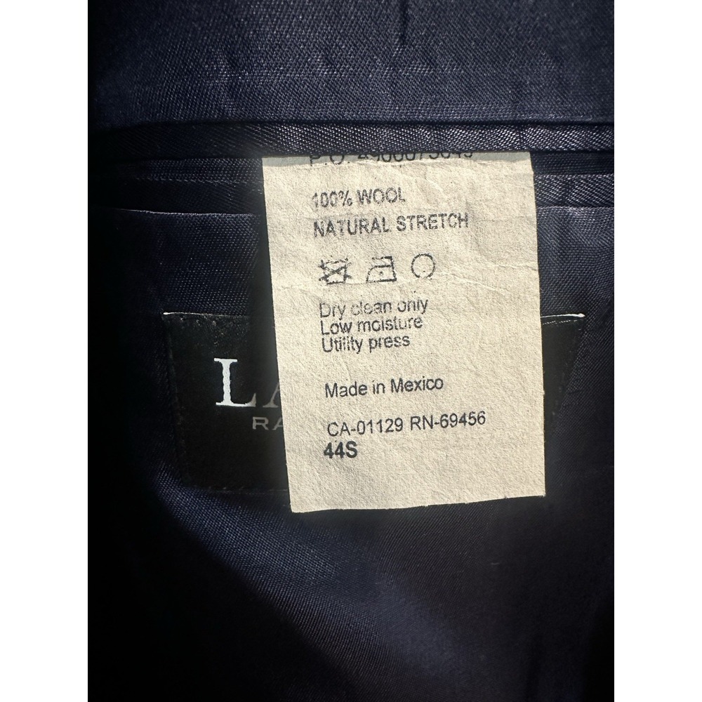 Lauren Ralph Lauren Navy Blue Slim Fit 100% Wool Men's Suit Coat 44S - Picture 5 of 7